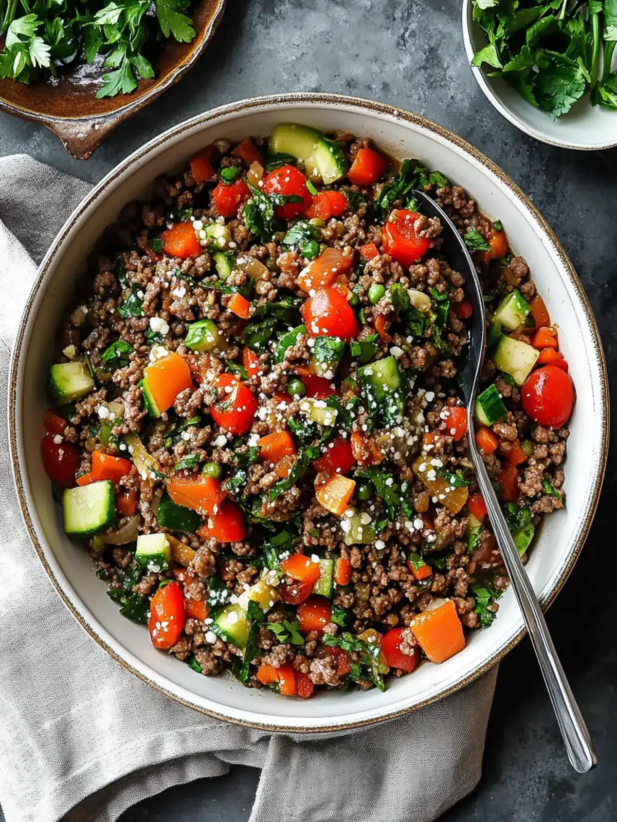 Mediterranean Ground Beef Stir Fry