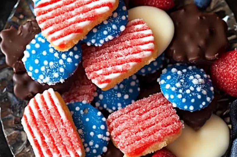 Red White & Blue Chocolate-Dipped Sugar Wafers