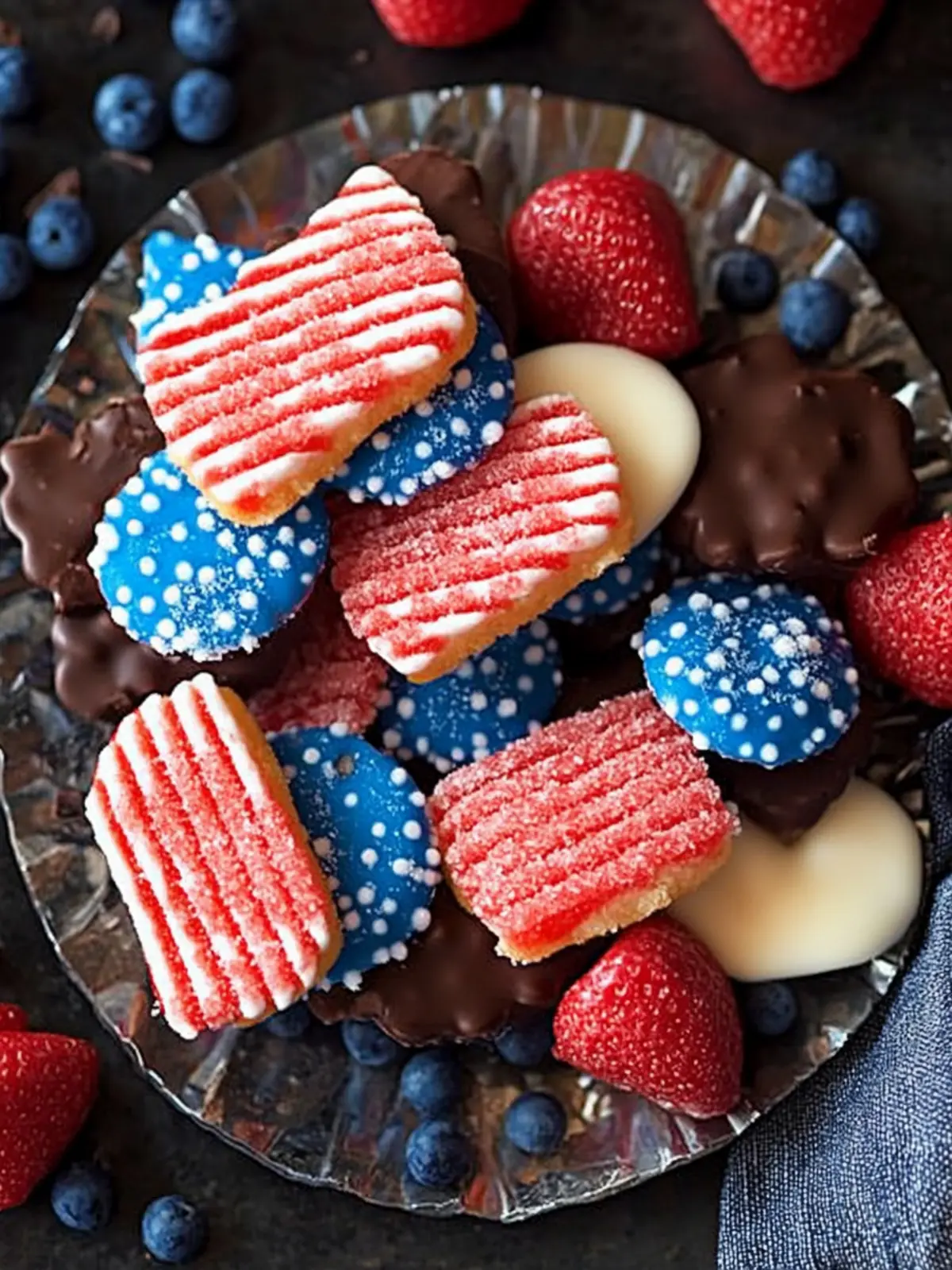 Celebrate with Red White & Blue Chocolate-Dipped Sugar Wafers 5 Red White & Blue Chocolate-Dipped Sugar Wafers