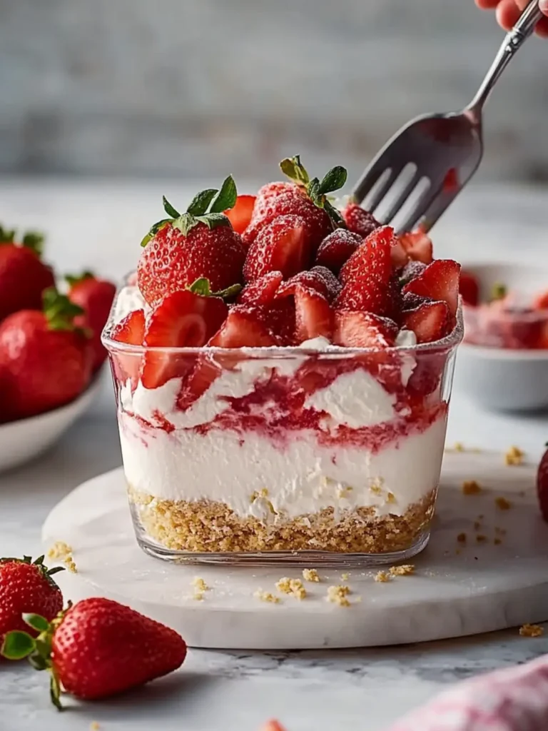 Indulge in Strawberry Whipped Sensation with Creamy Cheesecake 2 Strawberry Whipped Sensation with Creamy Cheesecake Filling and Fresh Strawberries