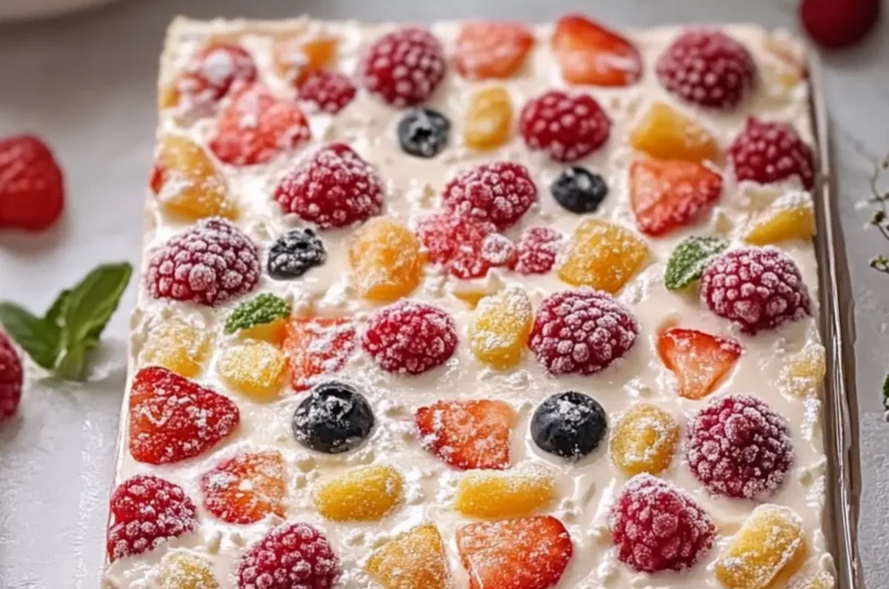 Classic Creamy Frozen Fruit Bliss Squares