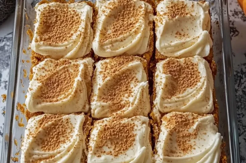 Velvety Pumpkin Spice Bars with Silky Cream Cheese Frosting