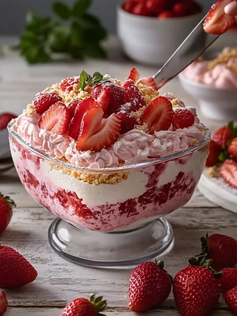 Indulge in Strawberry Whipped Sensation with Creamy Cheesecake 3 Strawberry Whipped Sensation with Creamy Cheesecake Filling and Fresh Strawberries