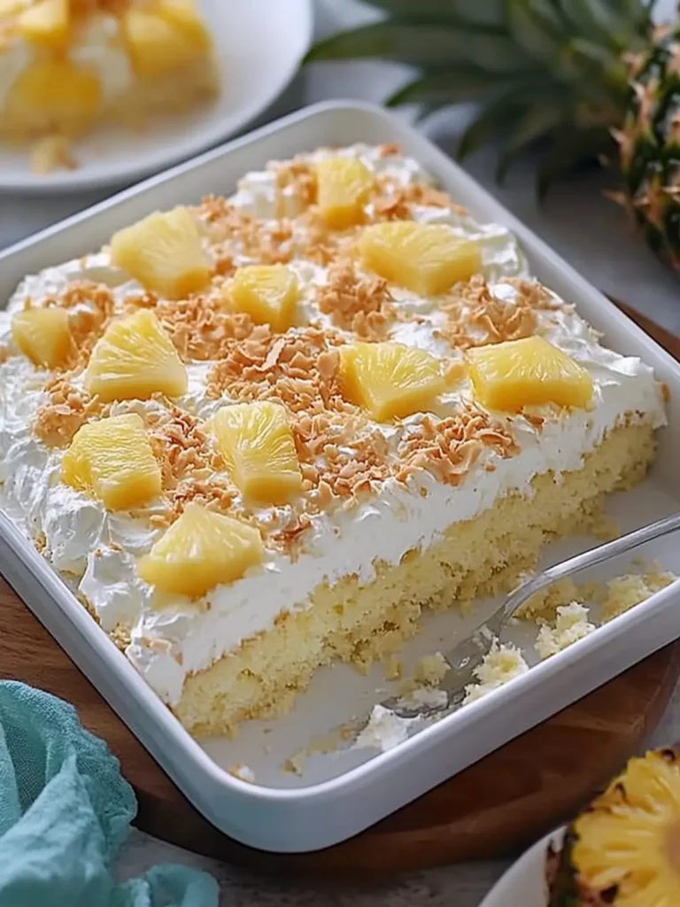 Tantalizing Pineapple Coconut Cream Sheet Cake for Your Table 2 Pineapple coconut cream sheet cake