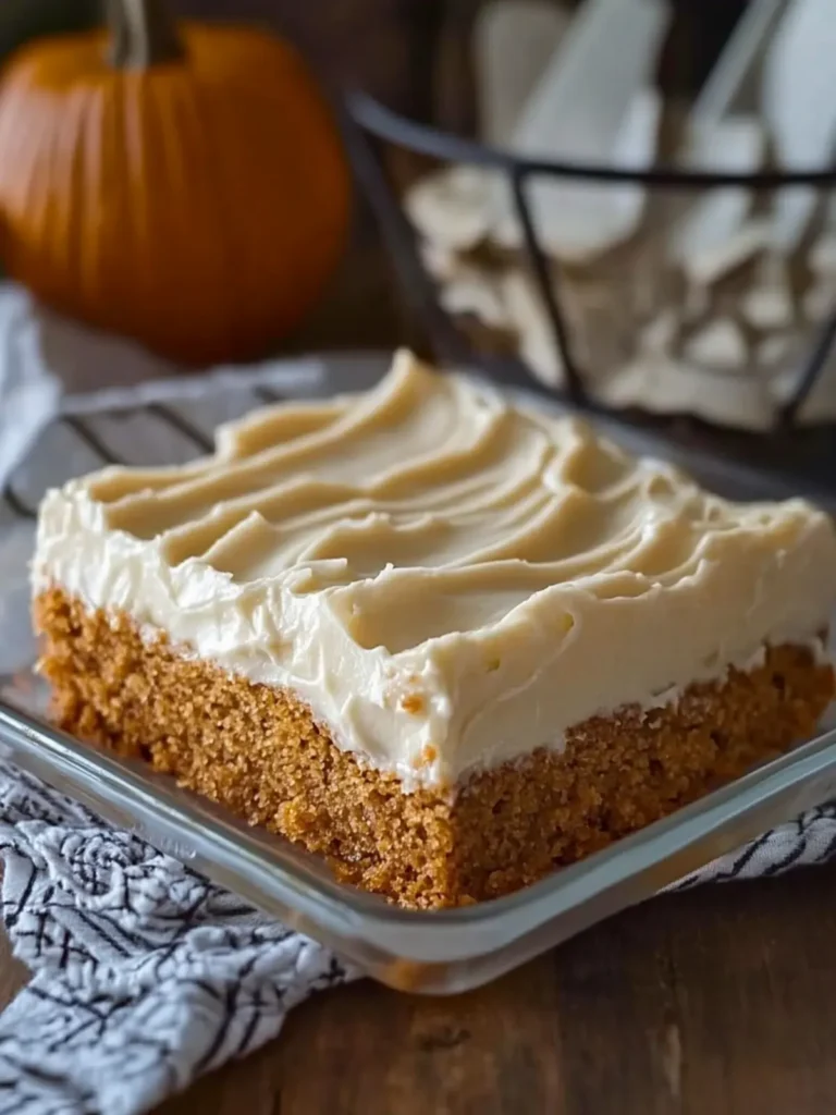 Velvety Pumpkin Spice Bars with Silky Cream Cheese Frosting