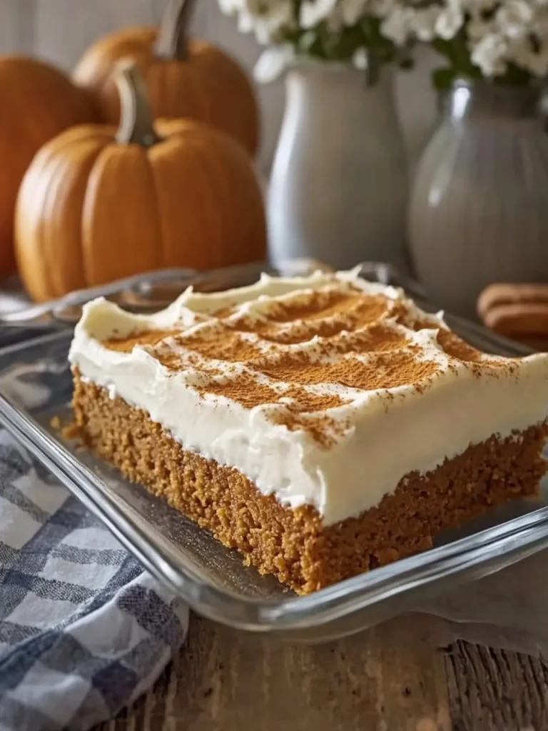 Velvety Pumpkin Spice Bars with Silky Cream Cheese Frosting