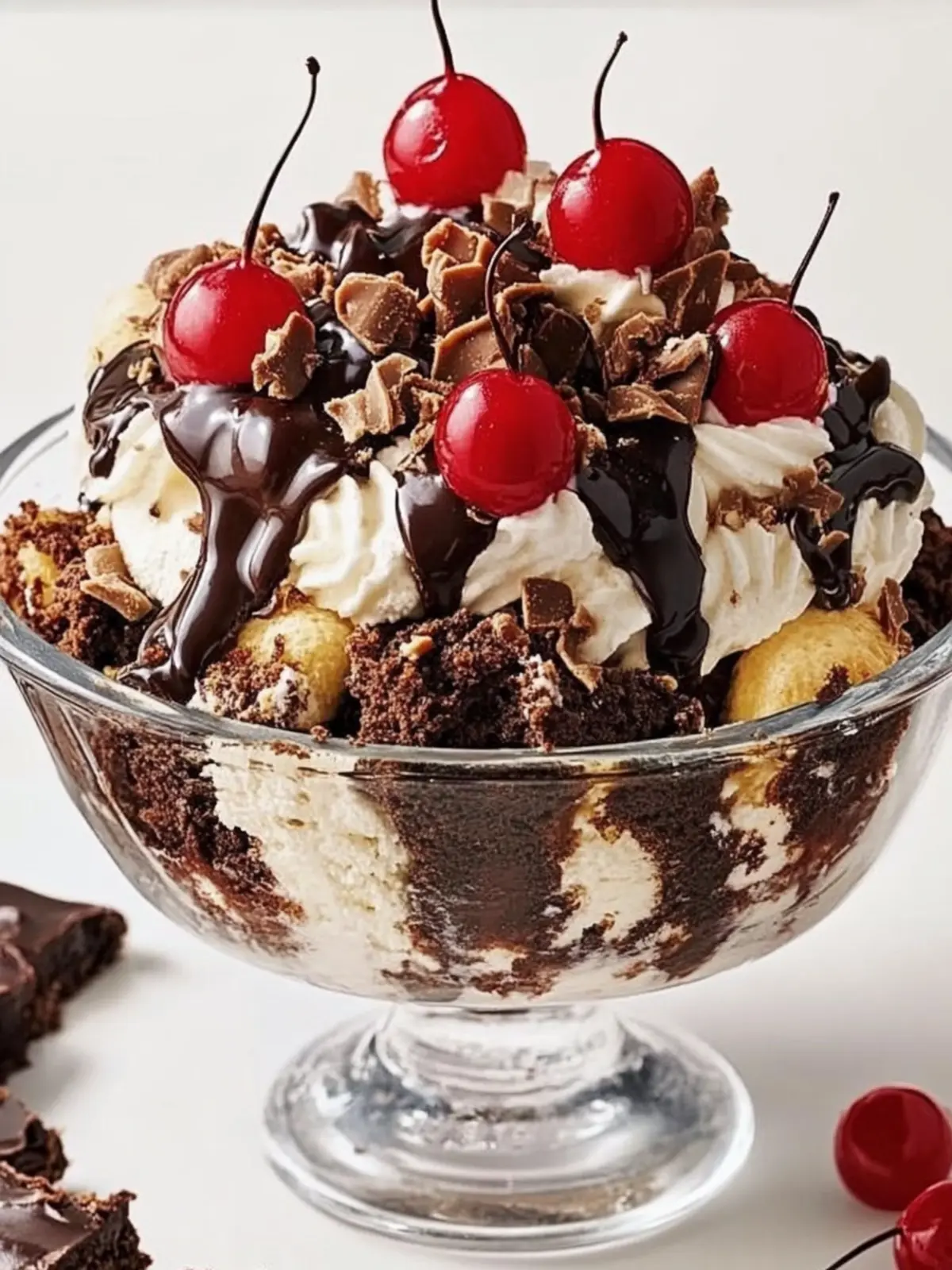 Ultimate Hot Fudge Brownie Sundae with Creamy Toppings 5 Hot fudge, fudgy brownies, and creamy sundae toppings