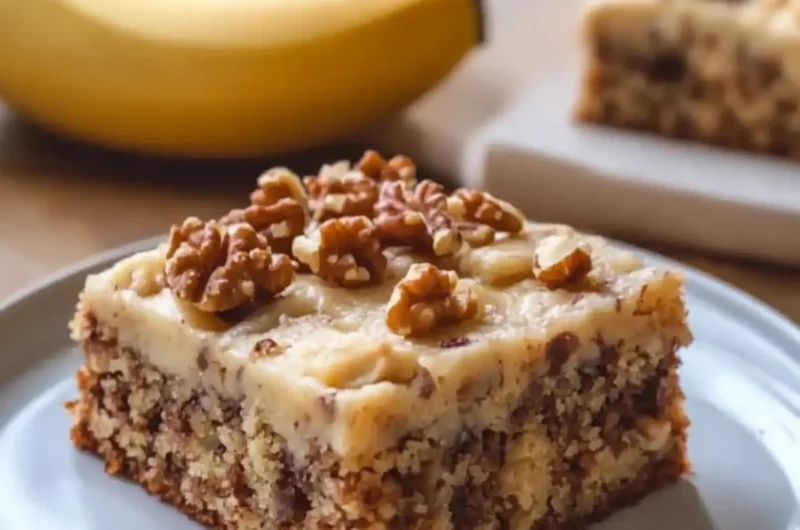 Banana Walnut Cake Bars