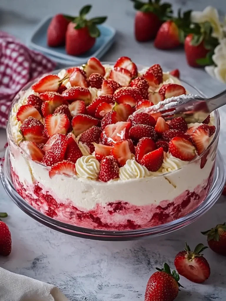 Indulge in Strawberry Whipped Sensation with Creamy Cheesecake 4 Strawberry Whipped Sensation with Creamy Cheesecake Filling and Fresh Strawberries