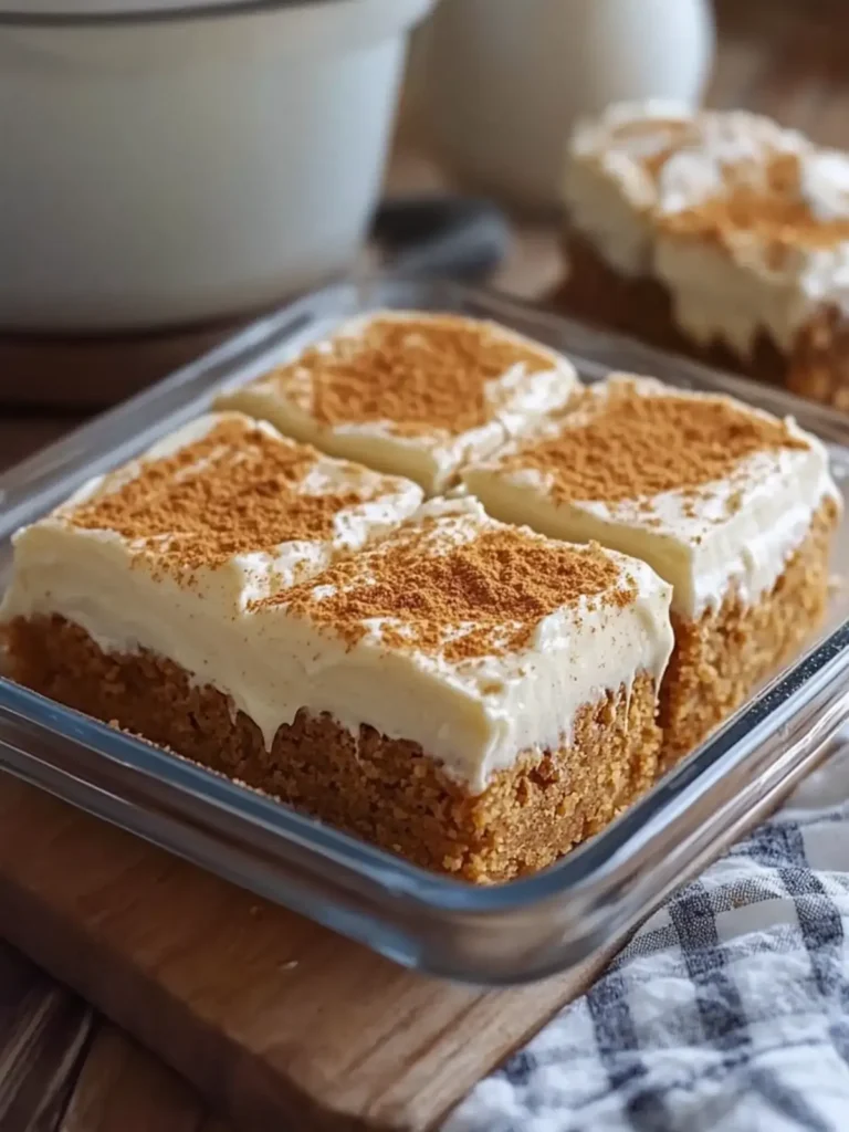 Velvety Pumpkin Spice Bars with Silky Cream Cheese Frosting