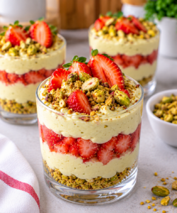 Strawberry Pistachio Cream Cups 2 Strawberry Pistachio Cream Cups