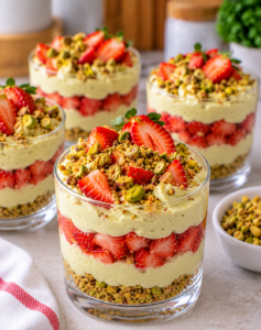 Strawberry Pistachio Cream Cups 1 Strawberry Pistachio Cream Cups