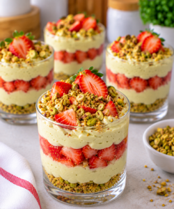 Strawberry Pistachio Cream Cups 3 Strawberry Pistachio Cream Cups