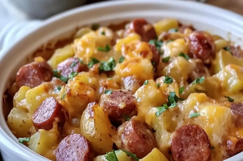Crockpot Mississippi Kielbasa & Cheesy Potatoes