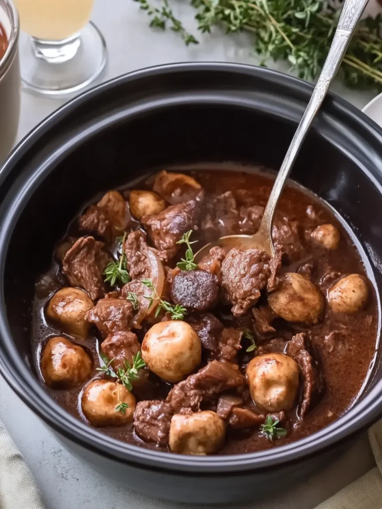 Melt-in-Your-Mouth Slow Cooker Red Wine Beef & Mushrooms 3 Slow Cooker Red Wine Beef & Mushrooms