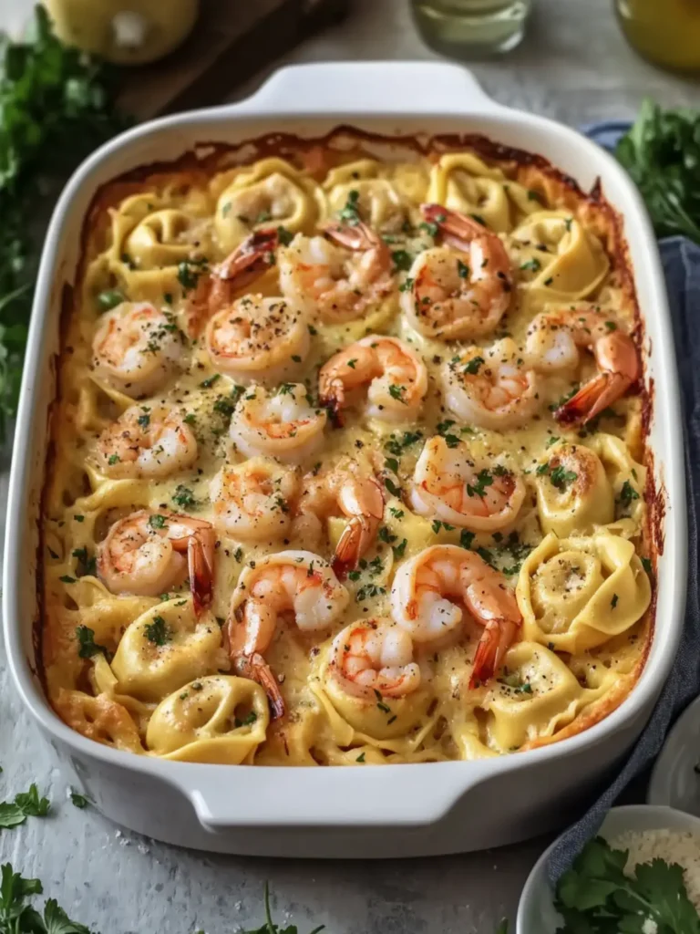 Shrimp Scampi Tortellini Bake