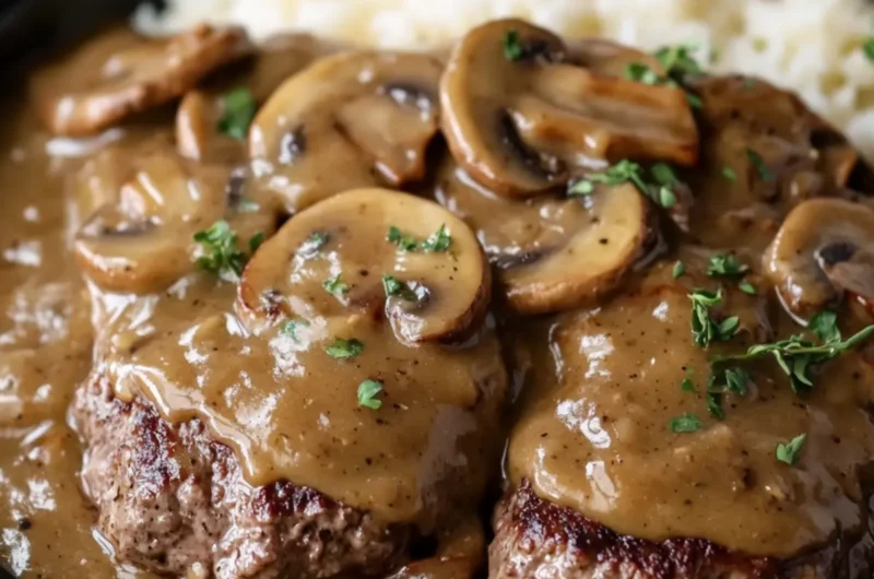 Crockpot Burger Steak with Mushroom Gravy
