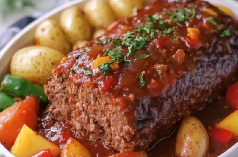 Crockpot Meatloaf with Potatoes and Vegetables