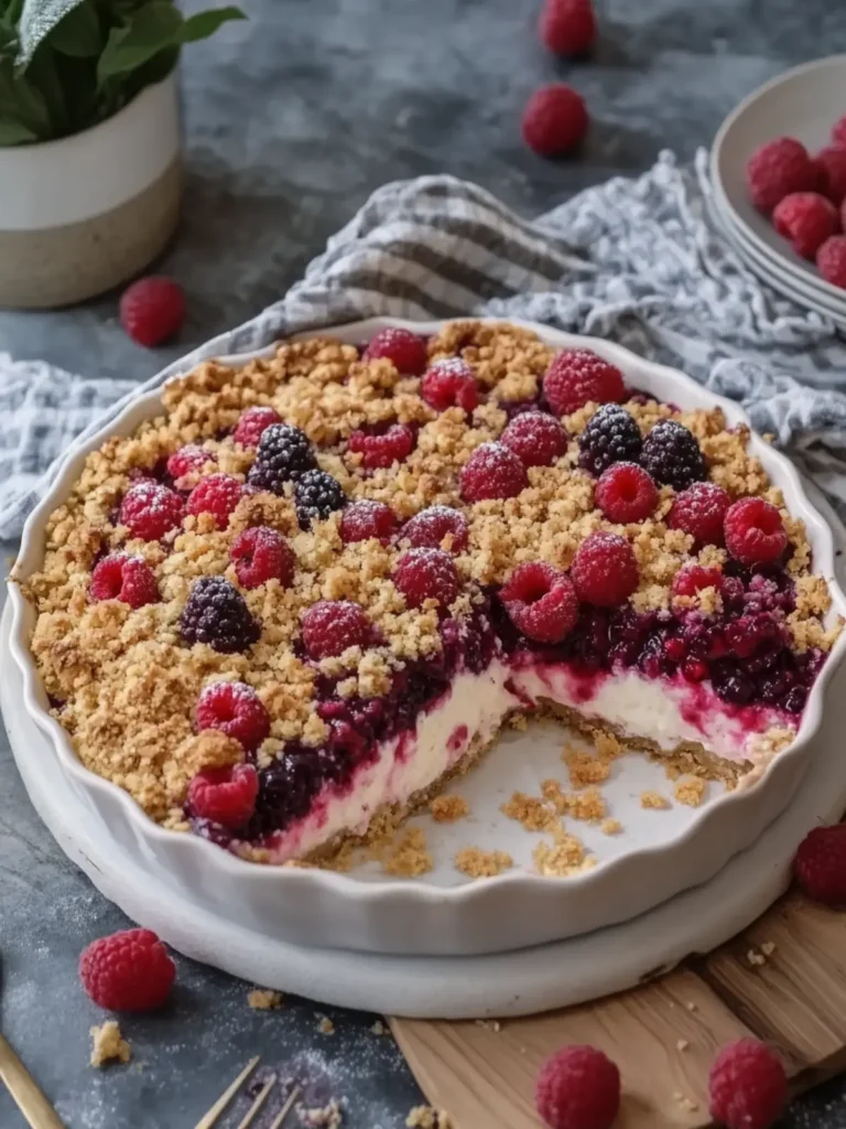 Delicious Upside-Down Red Berry Cheesecake Crumble Revealed 4 Upside-Down Red Berry Cheesecake Crumble