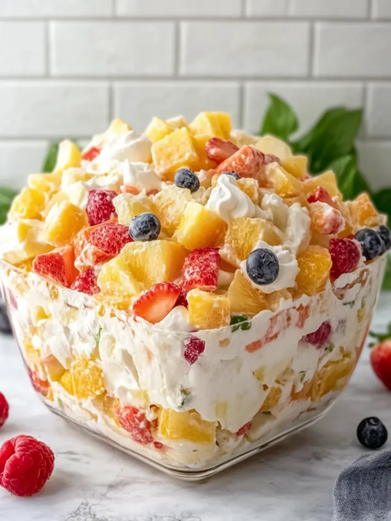 Delightful Creamy Fruity No-Bake Dessert Salad Recipe 2 Creamy Fruity No-Bake Dessert Salad