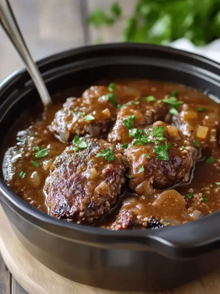 Slow Cooker 4-Ingredient Fall-Apart Salisbury Steak Bliss 4 Slow Cooker 4-Ingredient Fall-Apart Salisbury Steak