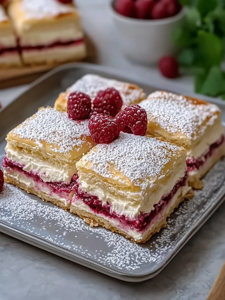 Delicious Raspberry Napoleon Cream Squares You’ll Love Making 2 Raspberry Napoleon Cream Squares (Raspberry Cremeschnitte)