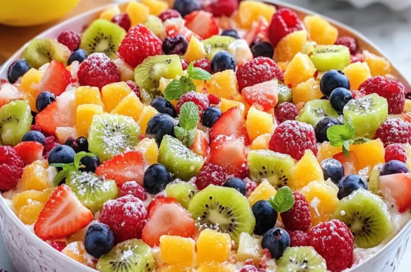 Rainbow Fruit Cheesecake Salad
