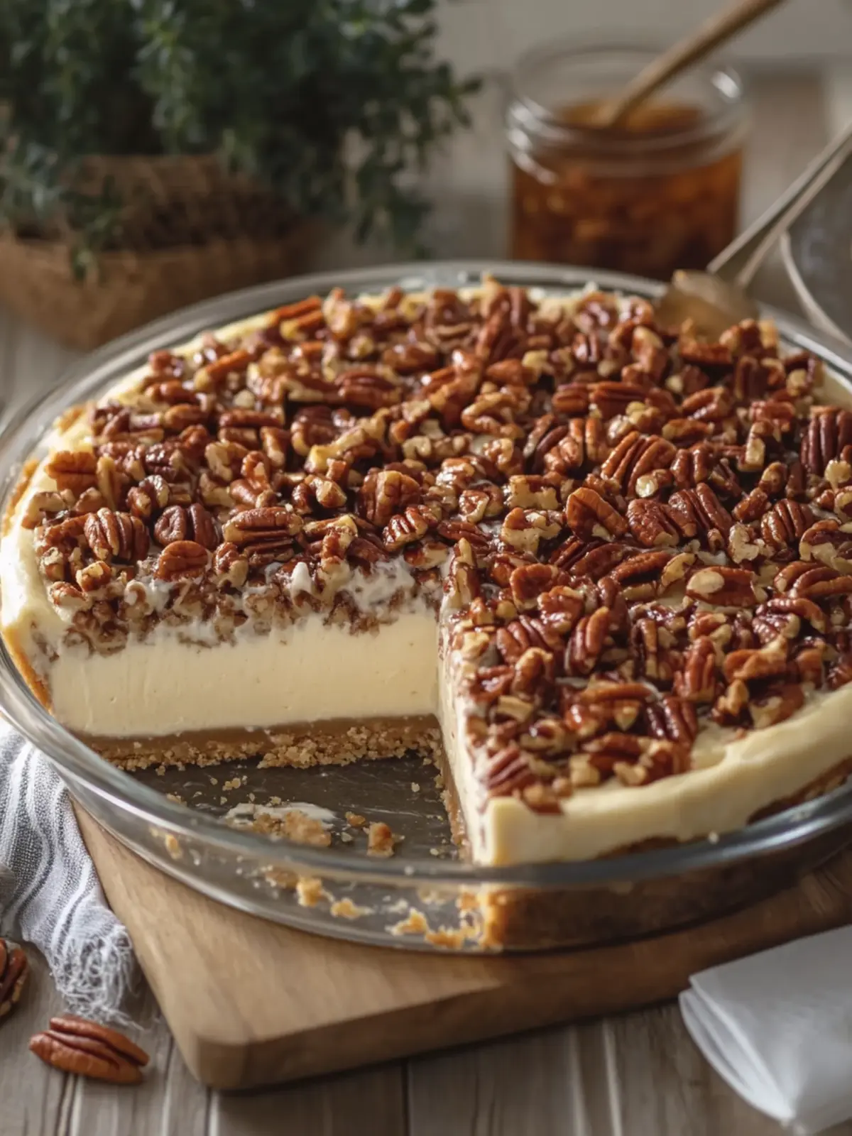 Irresistible Pecan Pie Cheesecake in Casserole Style 5 Pecan Pie Cheesecake in Casserole