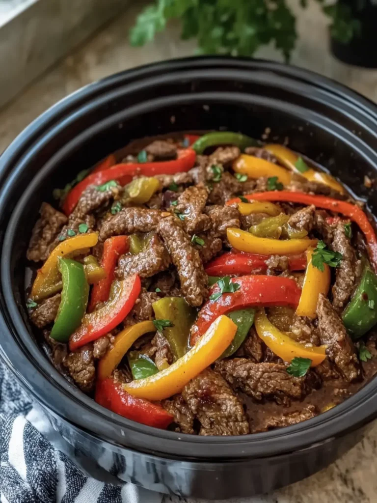 Crockpot Pepper Steak with Juicy Beef and Sweet Peppers Delight 4 Crockpot Pepper Steak Loaded with Juicy Beef, Sweet Peppers and Onions