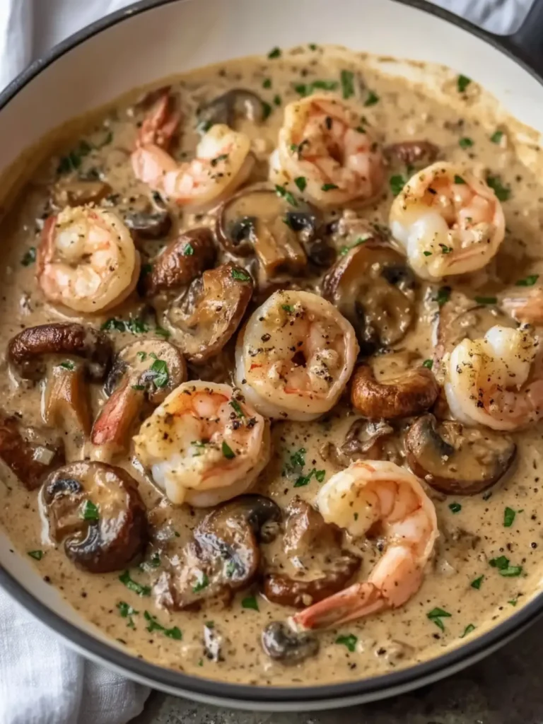 Creamy Mushroom Steak Sauce with Shrimp