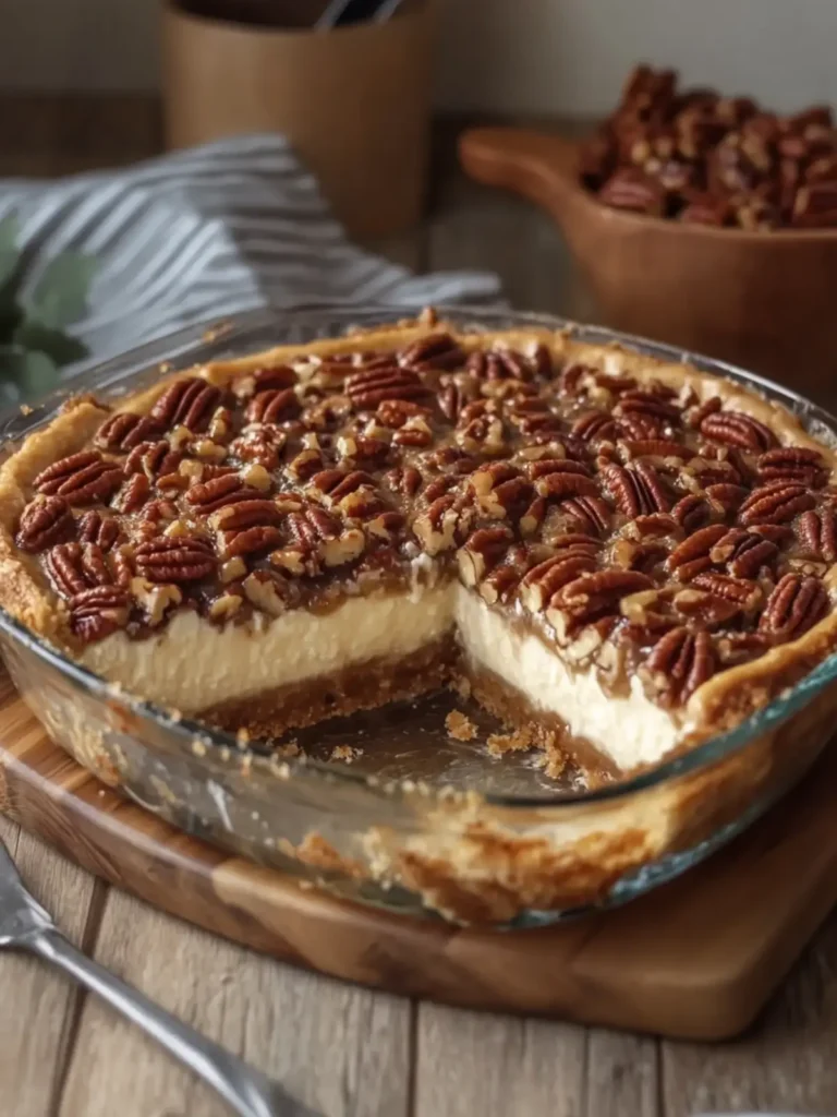 Irresistible Pecan Pie Cheesecake in Casserole Style 2 Pecan Pie Cheesecake in Casserole
