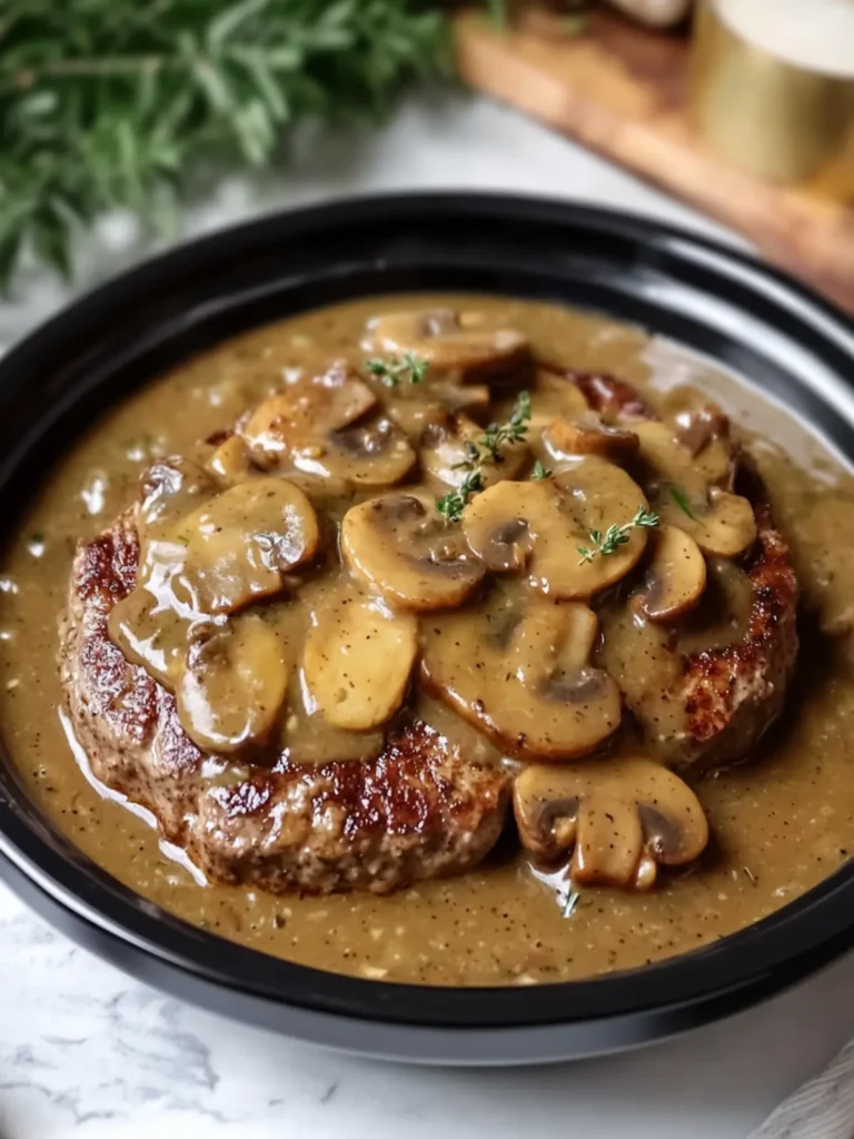Crockpot Burger Steak with Mushroom Gravy