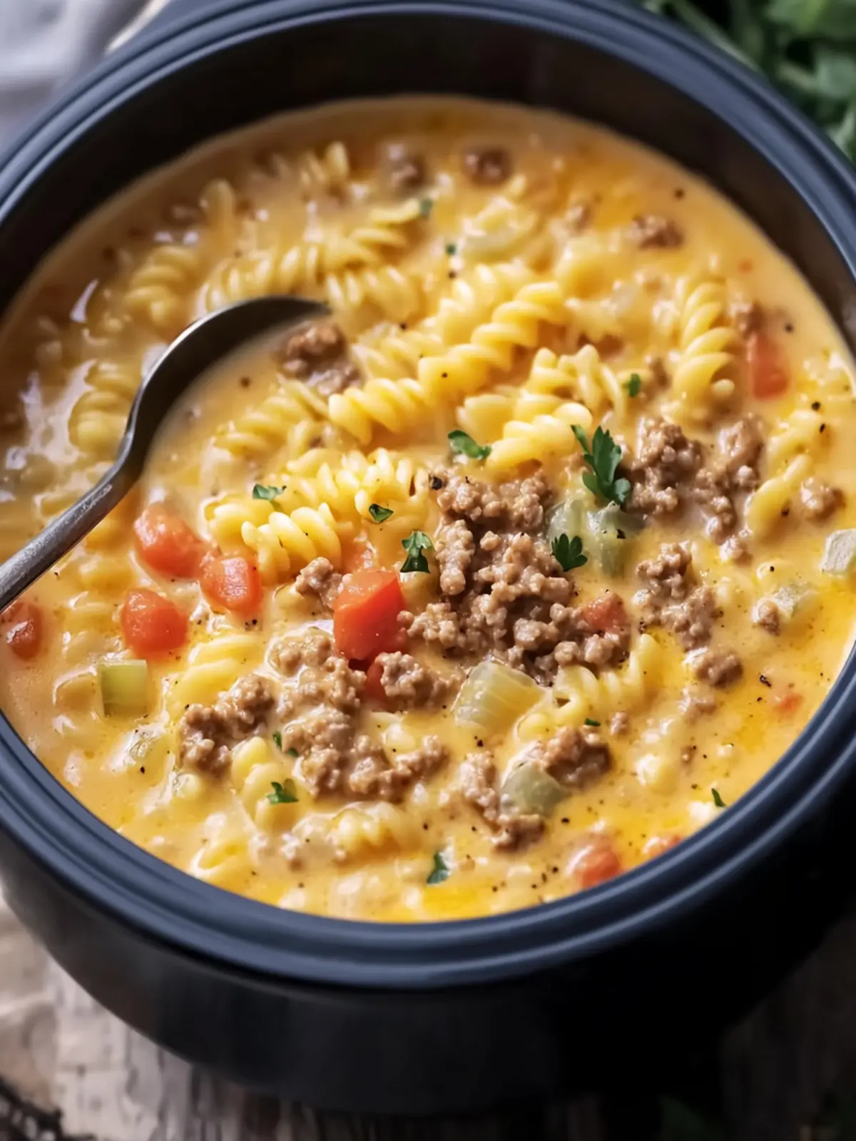 Creamy Cheeseburger Pasta Soup