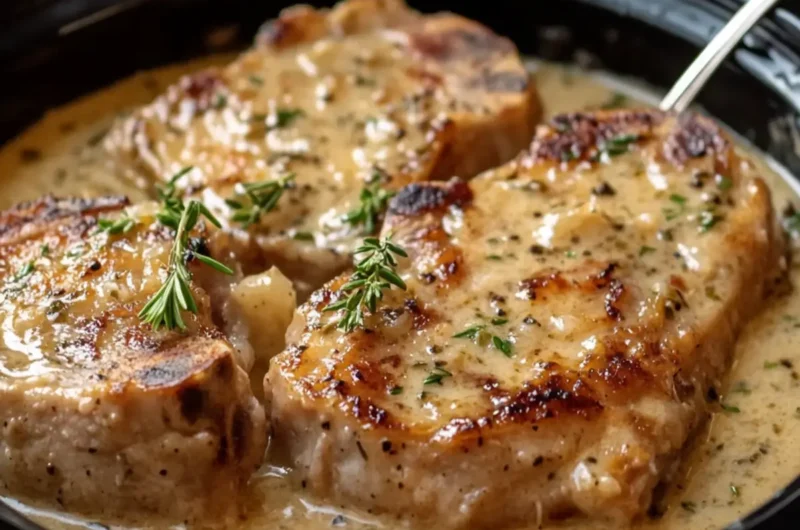 Crockpot Creamy Garlic Butter Pork Chops