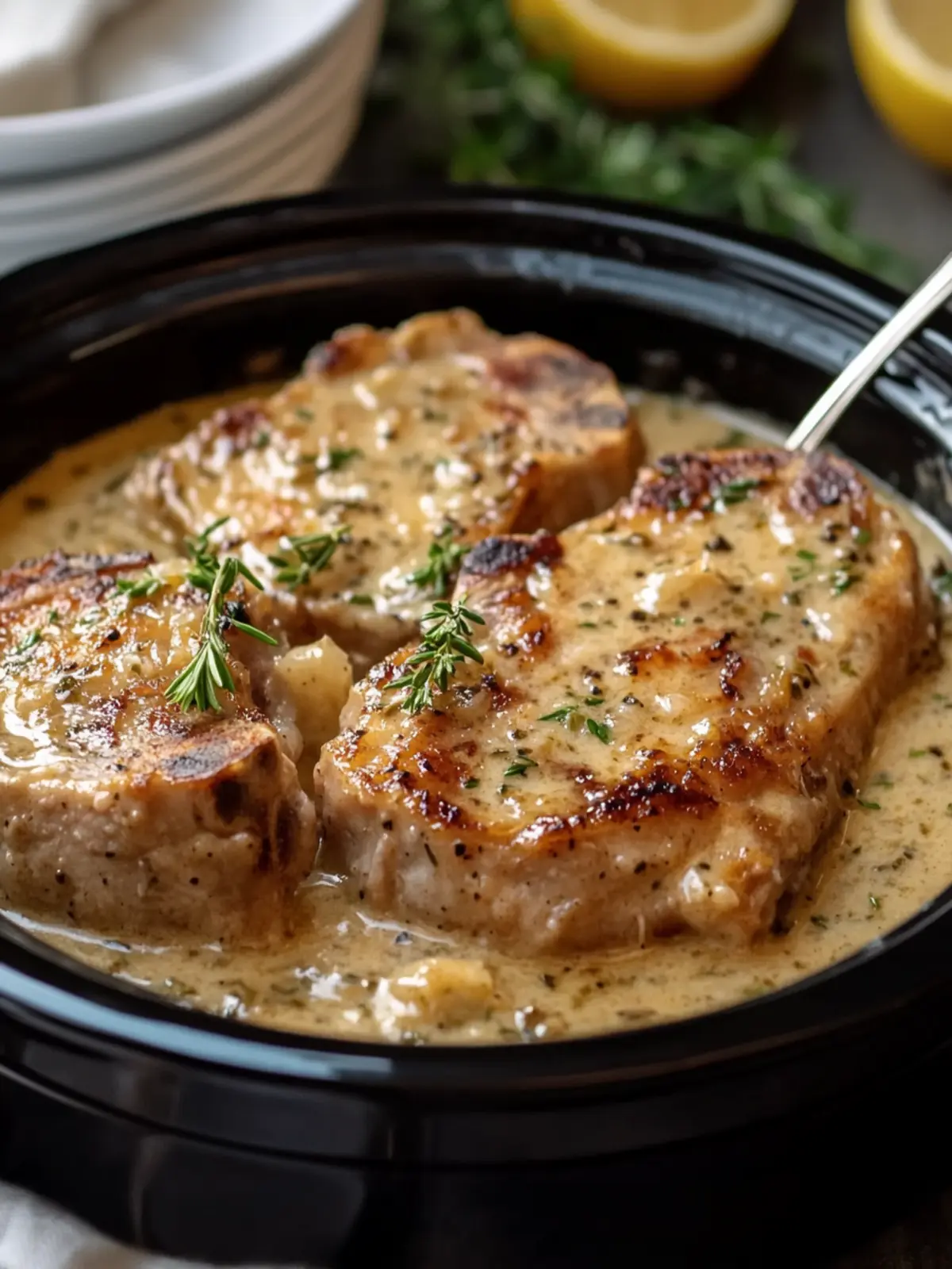 Crockpot Creamy Garlic Butter Pork Chops Your New Dinner Hero 5 Crockpot Creamy Garlic Butter Pork Chops