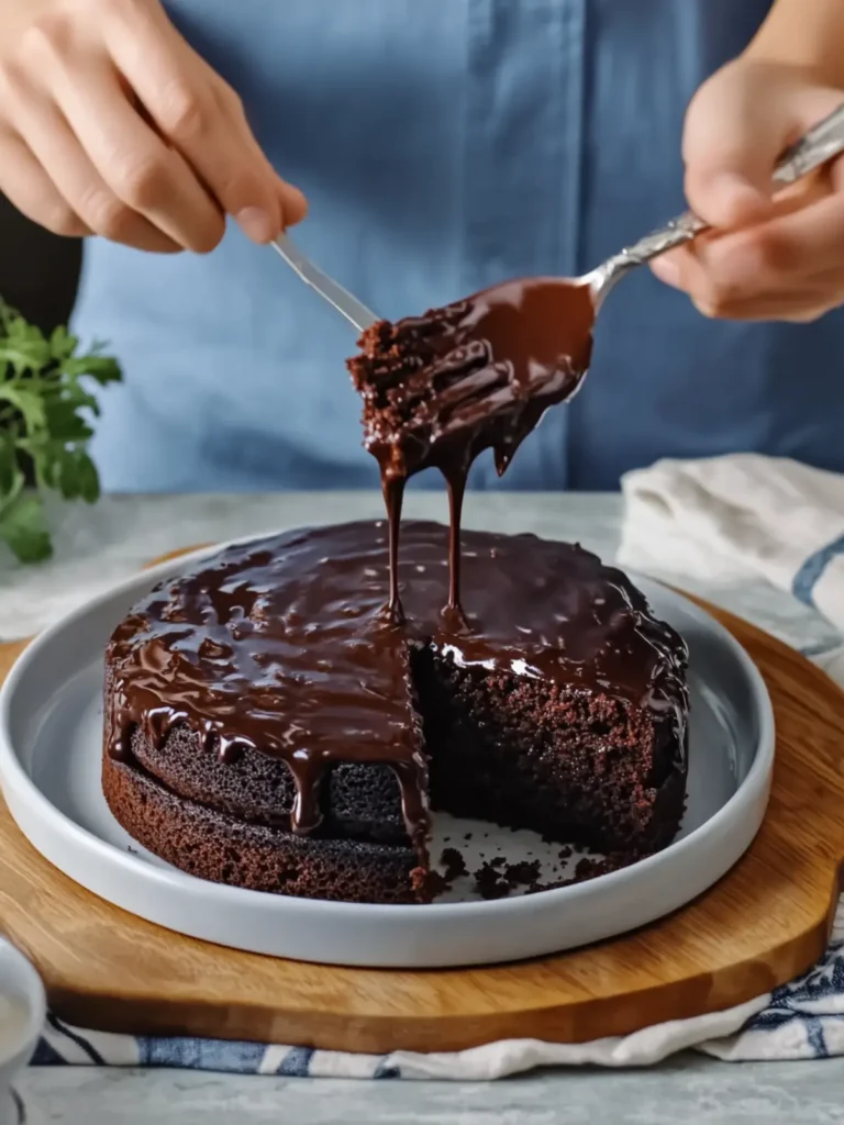 Triple Chocolate Cake with Hot Fudge Sauce