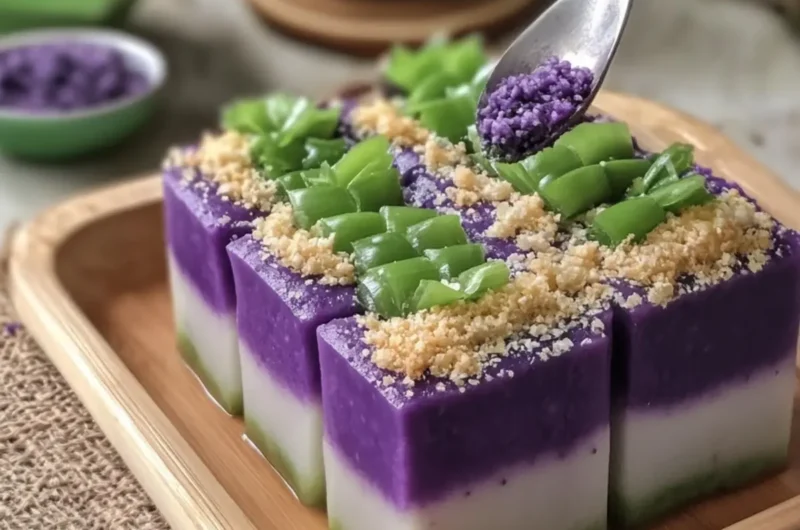 Pandan Biko with Ube Layer