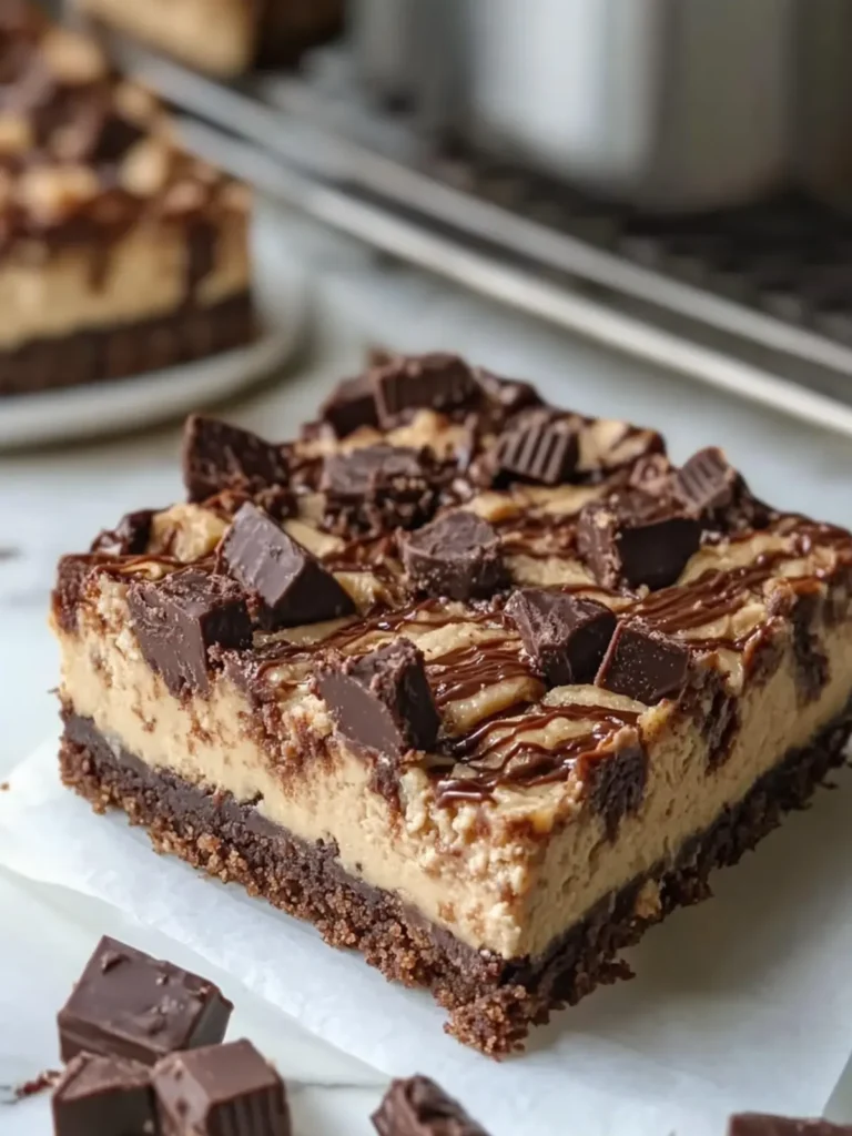 Peanut Butter Cup Brownie Cheesecake Bars