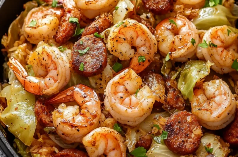 Fried Cabbage with Shrimp and Sausage