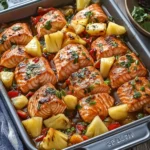 Pineapple Teriyaki Salmon Seafood Bake
