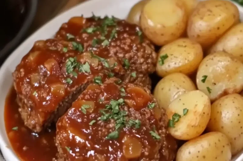 Slow Cooker Homestyle Meatloaf Patties with Tender Potatoes