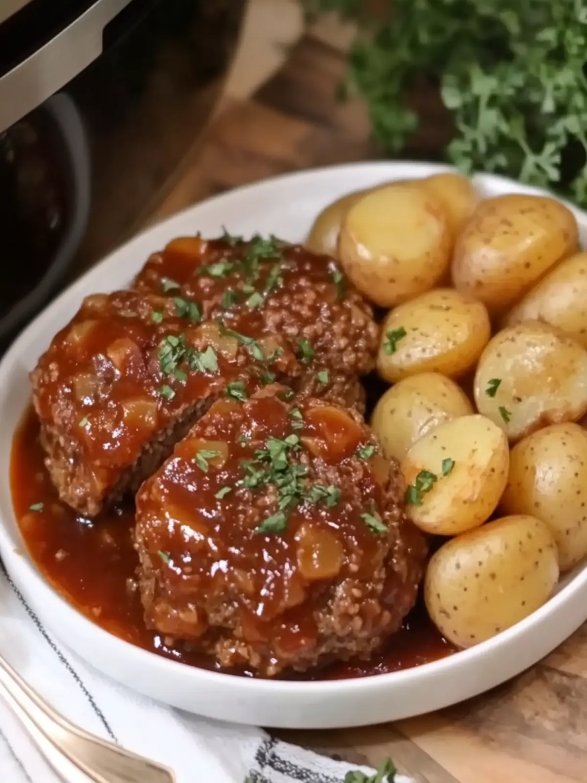 Slow Cooker Homestyle Meatloaf Patties with Tender Potatoes Easy and Delicious 5 Slow Cooker Homestyle Meatloaf Patties with Tender Potatoes