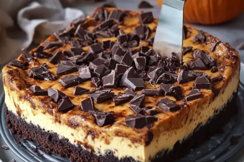 Pumpkin Chocolate Brownie Cheesecake Bake