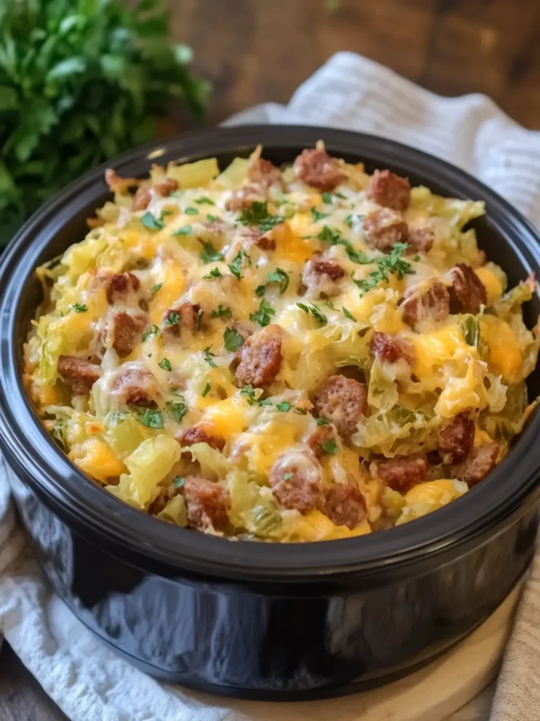Savory Crockpot Cheesy Cabbage and Sausage Casserole Delight 4 Crockpot Cheesy Cabbage and Sausage Casserole