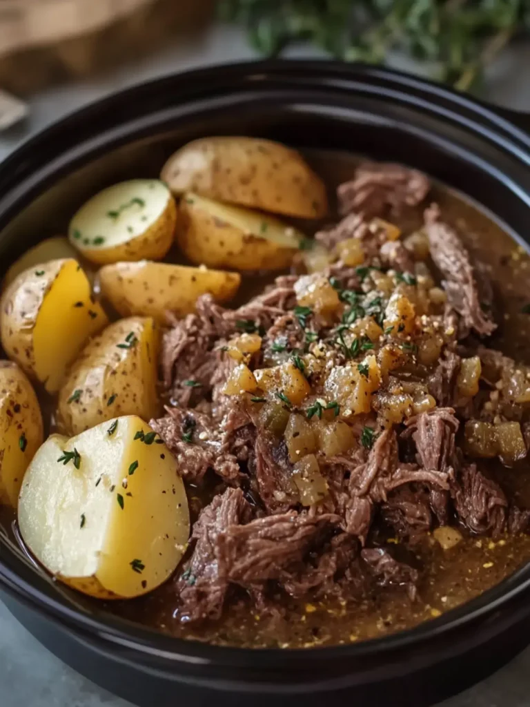 Savory Slow Cooker Garlic Butter Beef and Potatoes Delight 2 Slow Cooker Garlic Butter Beef and Potatoes