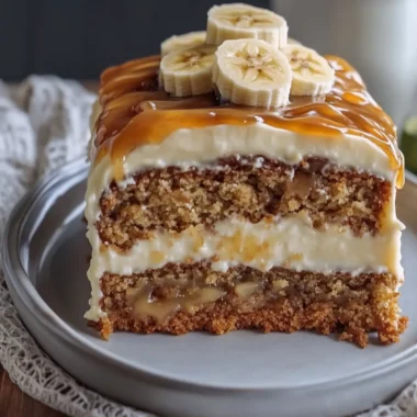 Brown Butter Banana Cake with Vanilla Frosting & Salted Caramel Magic