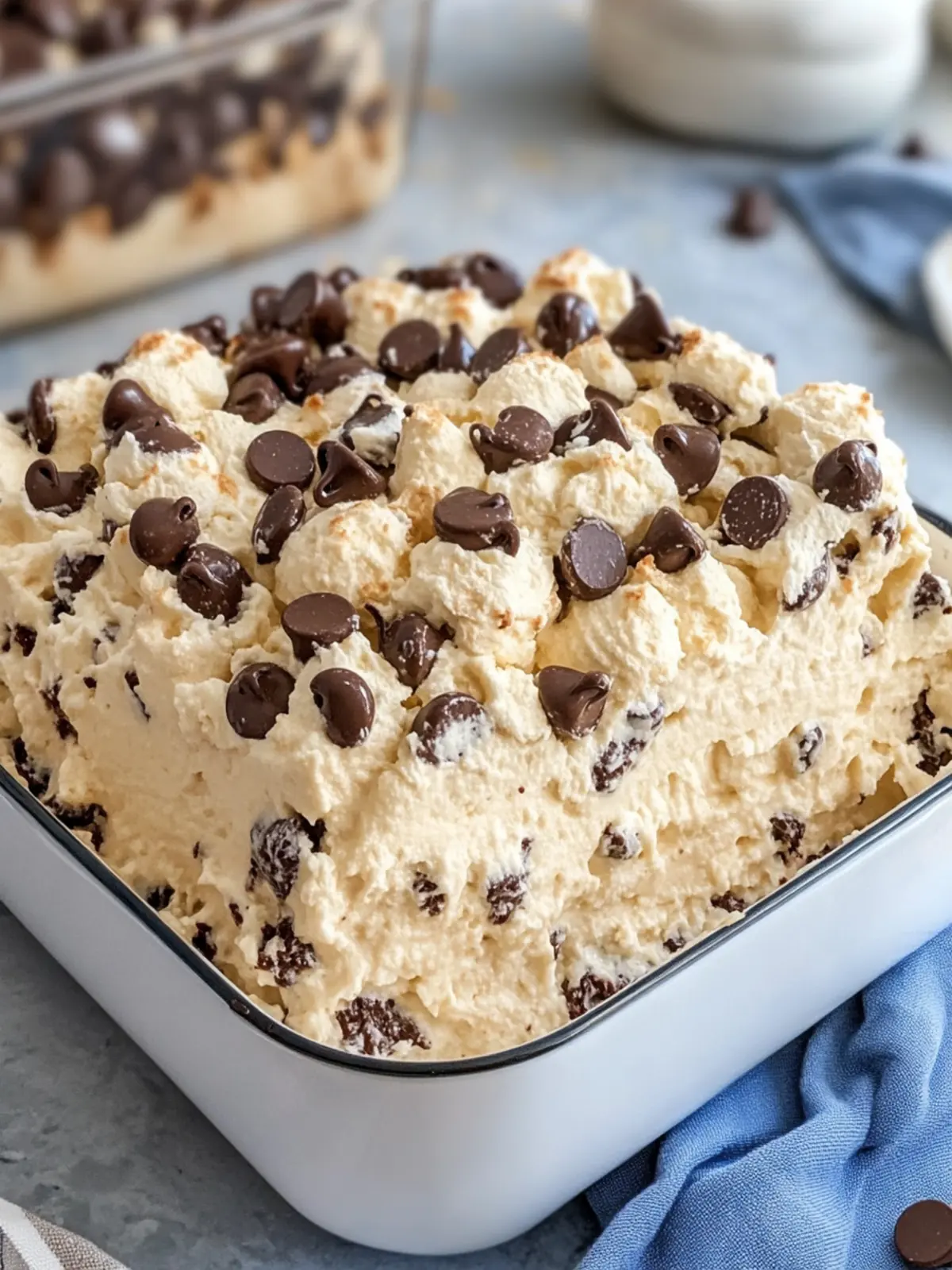 High-Protein Chocolate Chip Cookie Dough Fluff Casserole Delight 5 High-Protein Chocolate Chip Cookie Dough Fluff Casserole