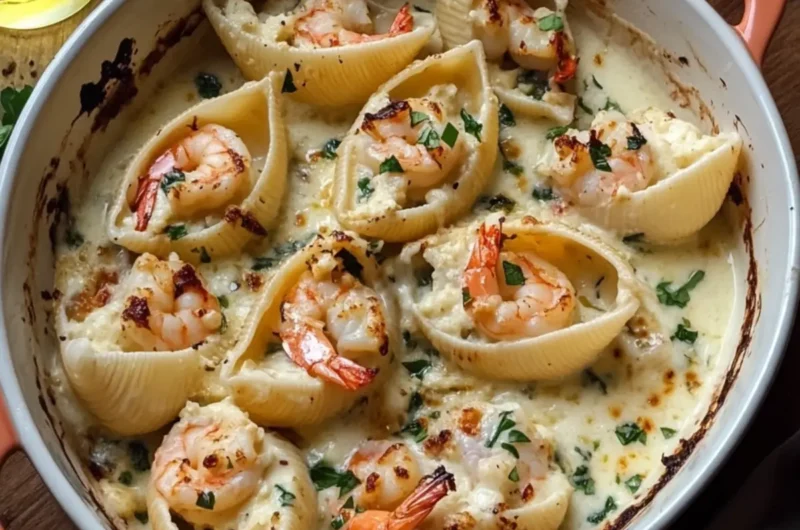 Creamy Seafood Stuffed Shells with Garlic Shrimp