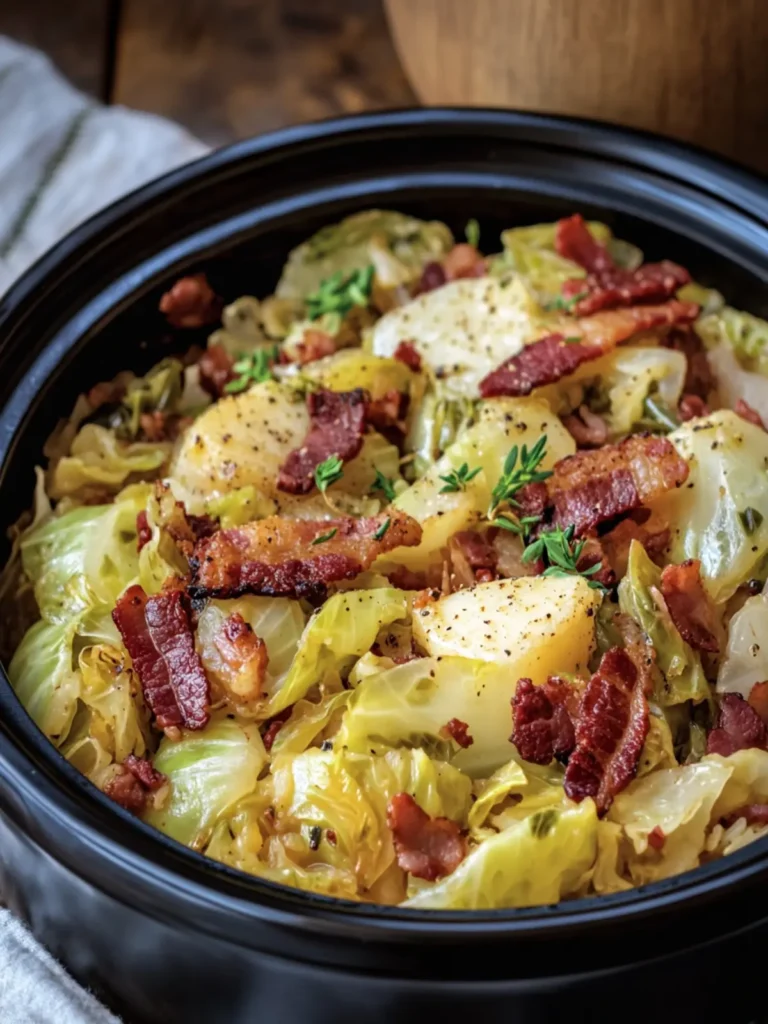 Savory Slow Cooker Garlic Butter Cabbage with Beef Bacon Delight 3 Slow Cooker Garlic Butter Cabbage with Beef Bacon