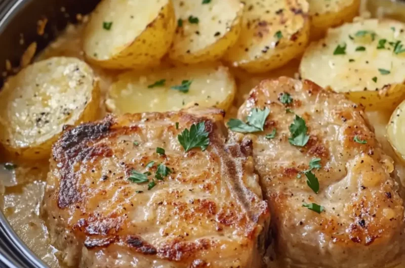 Slow Cooker 4-Ingredient Pork Chops & Scalloped Potatoes
